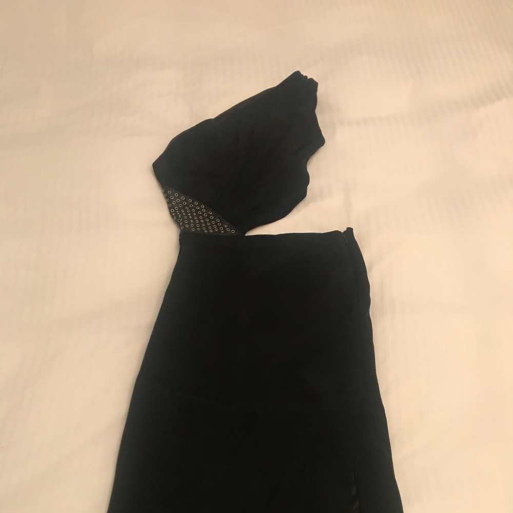 NWT Tamara Mellon Silk/Leather One Shoulder Dress